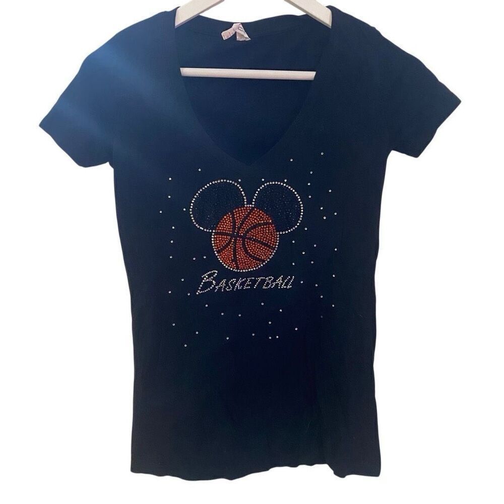 Cotton Heritage short sleeve tshirt Mickey Mouse bling basketball medium